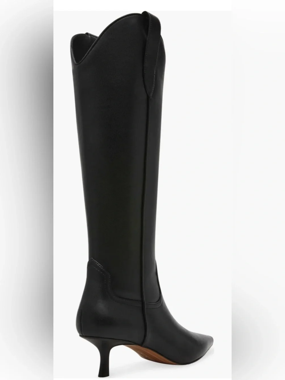 Steven New York New Britt Knee High Western Boots Black Pointed Toe 7.5
